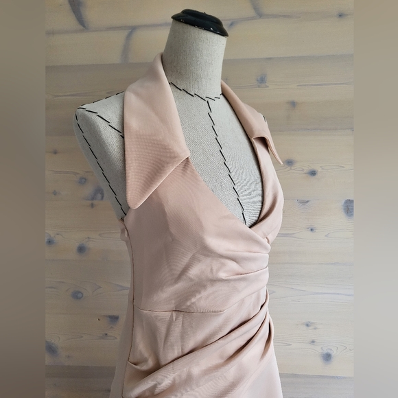 ASOS Asymmetrical Collar Halter Midi Dress, Marilyn Monroe styled size US 8 NWT - Picture 3 of 7